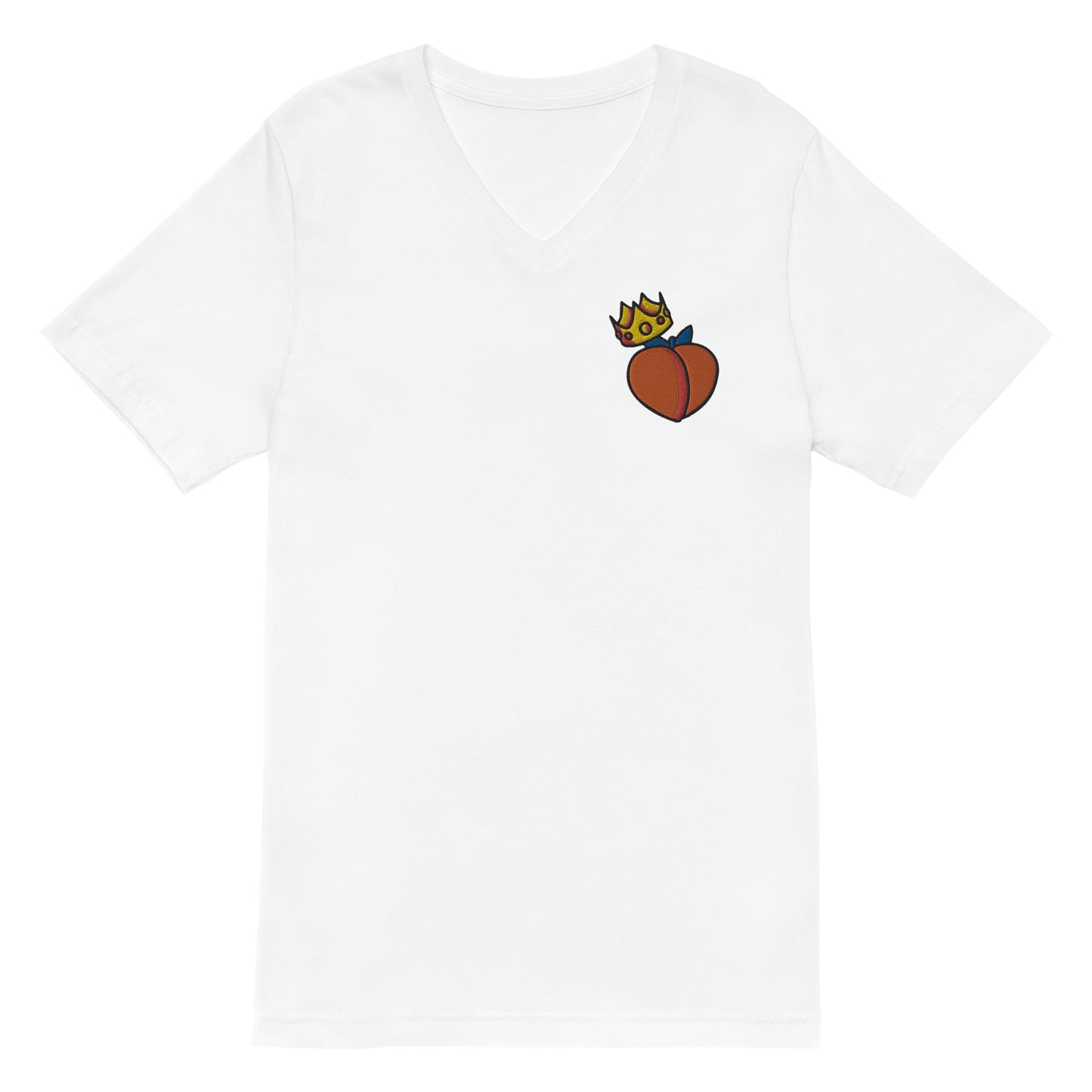 Peach Embroidery V-neck T-shirt