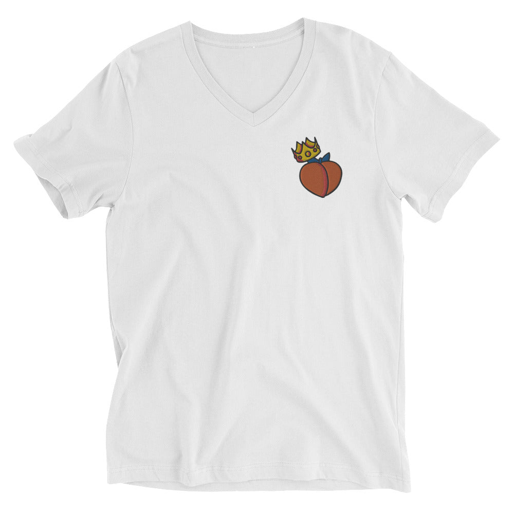 Peach Embroidery V-neck T-shirt